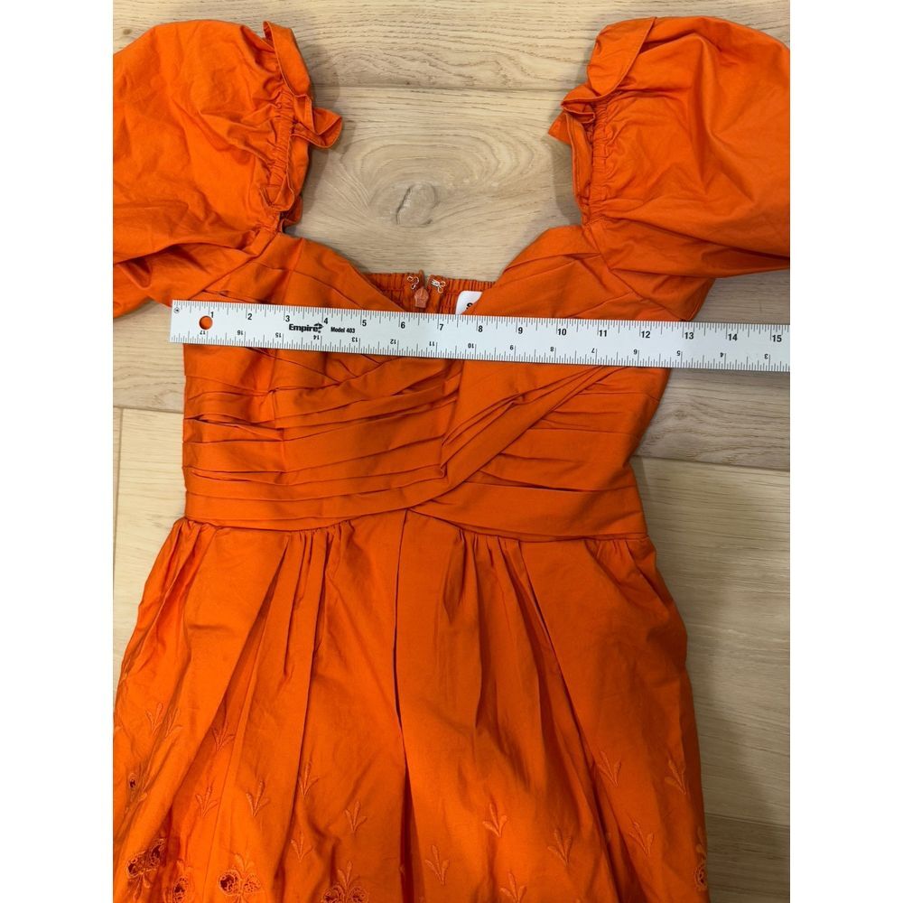 Self Portrait Cinnamon Floral Broderie Puff Sleeve Scallop Mini Dress Size 2 - Picture 9 of 10